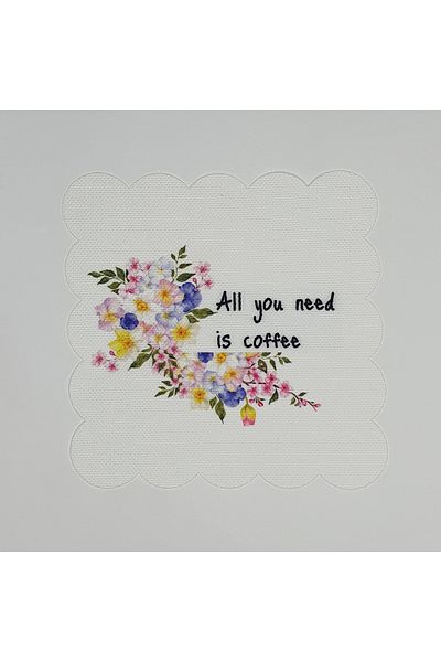 DECO Digital Printed Cocktail Napkin with Flowers and Slogan - Laser Cut