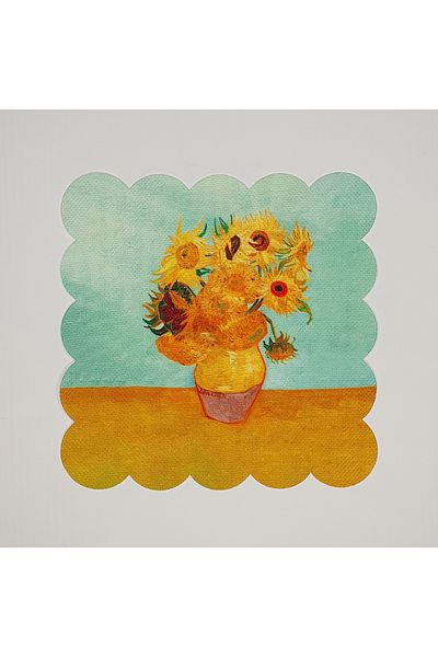 DECO Van Gogh Vase Patterned Digital Printed Laser Cut Cocktail Napkin