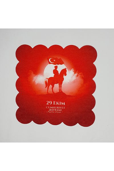 DECO October 29 Ataturk Silhouette Patterned Laser Cut Cocktail Napkin on a Horse