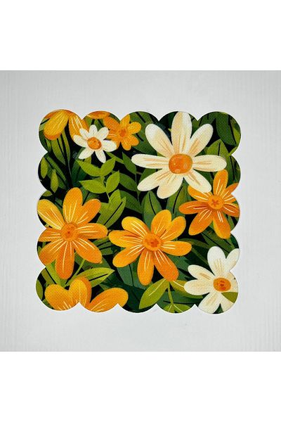 DECO Watercolor Large Daisy Patterned Digital Printed Cocktail Napkin