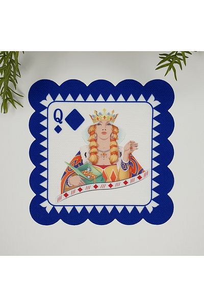 DECO 1 Piece Blue Tile Girl Decoupage Patterned Digital Printed Cocktail Napkin