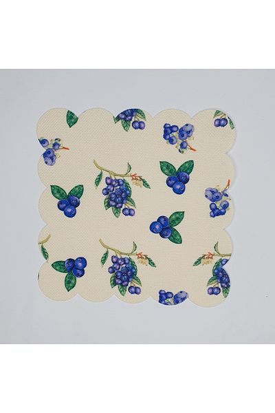 DECO Blueberry Patterned Digital Printed Laser Cut Cocktail Napkin