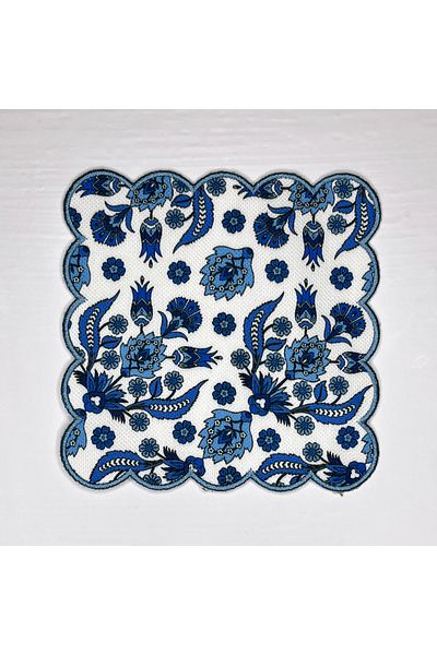 DECO Ψηφιακή τυπωμένη μπλε πλακάκι με μοτίβο κέντημα κοκτέιλ χαρτοπετσέτα