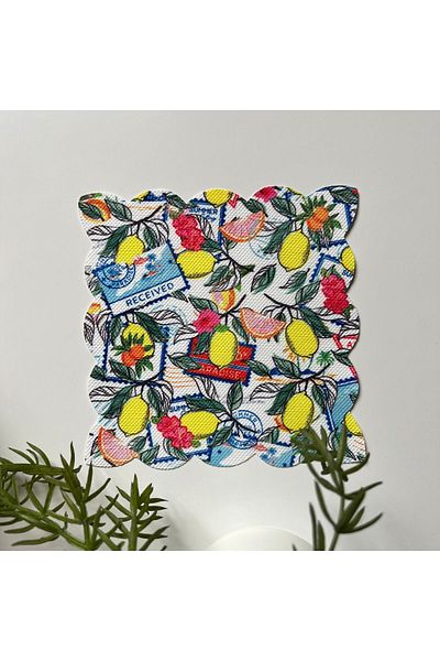 DECO Orange and Lemon Patterned Citrus Cocktail Napkin Fabric