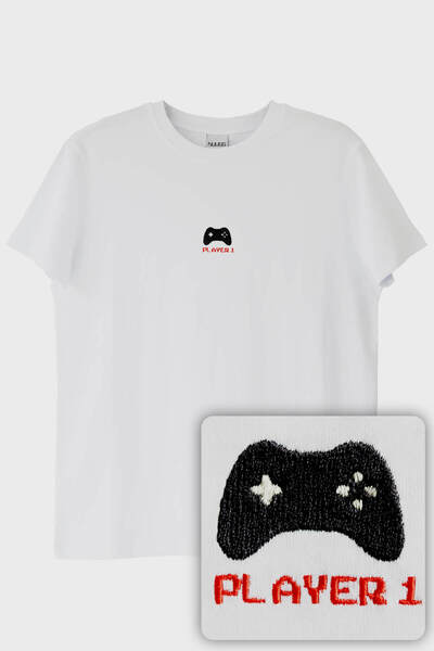 NUUGG تي شيرت مطرز بنمط عصا التحكم من Player 1 - مجموعة زوجين محبوبين لعيد ال...