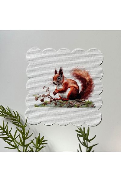 DECO Squirrel Rabbit Autumn Patterned Cocktail Napkin Fabric