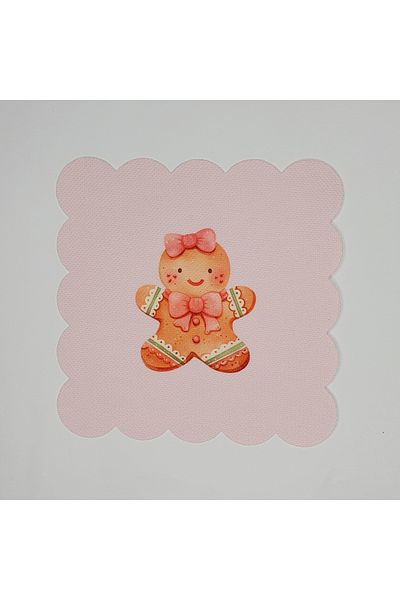 DECO Pink Background Cookie Girl Patterned New Year's Laser Cut Cocktail Napkin