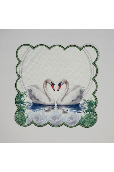 DECO Ρομαντική λευκή σερβιέτα κοκτέιλ με μοτίβο κύκνου με κέντημα γύρω από το θέμα