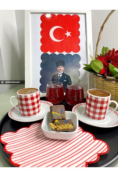 DECO Turkish Flag Digital Printed Laser Cut Cocktail Napkin