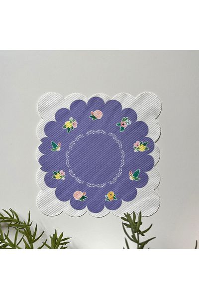 DECO Colorful Flower Patterned Purple Cup Cocktail Napkin