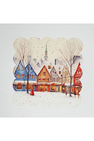 DECO Hot New Year's Town Patterned Laser Cut Washable Cocktail Napkin