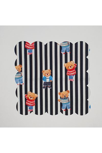 DECO Striped Background Teddy Bear Patterned Digital Printed Cocktail Napkin