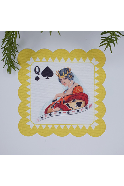 DECO Жовта масть дама з картковим візерунком, цифровий друк на тканині, кокте...