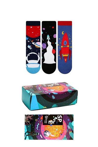 Bross Space Themed Printed Towel Kids Socks