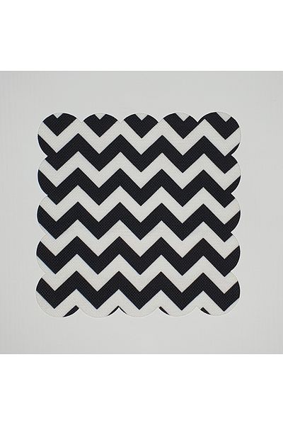 DECO Black Zigzag Patterned Digital Printed Laser Cut Cocktail Napkin