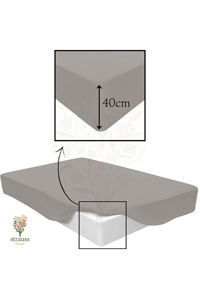 Strauss Home Premium 40cm High Bed Elastic Combed Cotton Sheet 100% Cotton 150Gr/M2 Oeko Tex