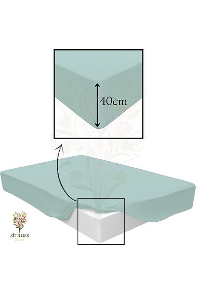 Strauss Home Premium 40cm High Bed Elastic Combed Cotton Sheet 100% Cotton 150Gr/M2 Oeko Tex
