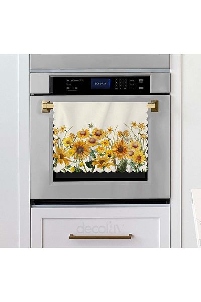 decofav Elegant Watercolor Sunflowers Design Laser Cut Fabric Baking Cloth