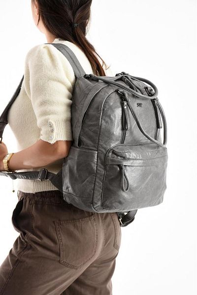 Baginn Y.S.Leather Women's Backpack Soft Vegan Leather 35*25 cm Functional Use Shoulder and Backpack