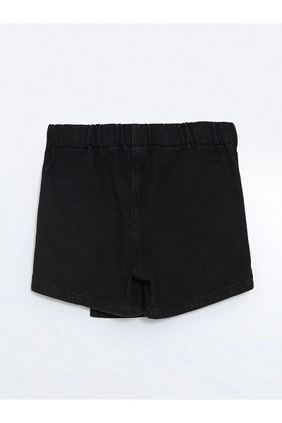 LC Waikiki LCW Kids Fusta scurtă de jeans pentru fete cu talie elastică neagră