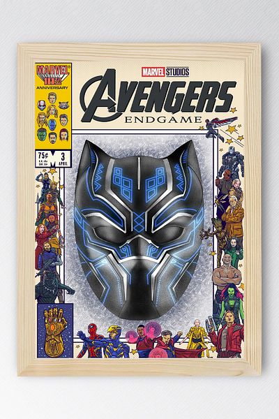 Saturn Black Panther Framed Painting - Marvel Comic Book Cover Poster Painting