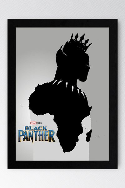 Saturn Black Panther Framed Painting - Marvel Poster Painting