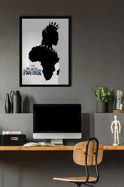 Saturn Black Panther Framed Painting - Marvel Poster Painting