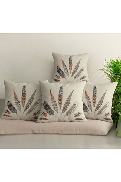 DRN Shandel Decorative Double Sided Printed 4-Piece Throw Pillow Cover