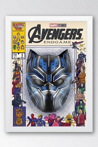 Saturn Επιτραπέζιο με κορνίζα Black Panther - Επιτραπέζια αφίσα με εξώφυλλο κόμικ της Marvel