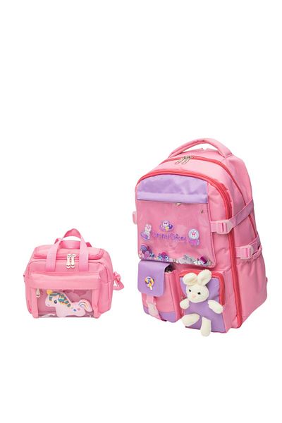 QUOVO Ergonomic Kawaii Korean Style Special Design School Bag - Girls Primary School and Medium School Bag, Lunch