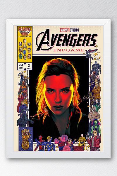 Saturn Pictură înrămată Black Widow - Poster de copertă de benzi desenate Marvel