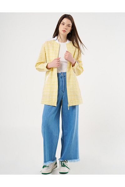Kayra Zipper Closure Wafer Jacket Dark Yellow