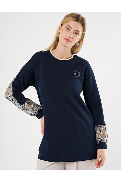 KYR Φούτερ Scuba με γαρνιτούρα Jacquard Σκούρο Navy Blue
