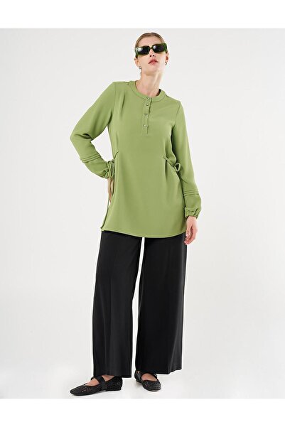 KYR Τούνικ κρεπ με ραβδώσεις πράσινο φιστίκι