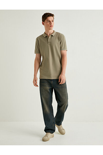 Koton Khaki Men's Slim Fit Polo T-Shirt