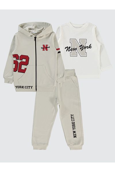 Civil Boys 2-5 Years Old Boy Gray 3-Piece Tracksuit Set