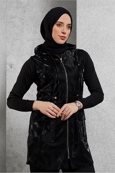 Alvina Hooded Sunny Leather Vest 45281