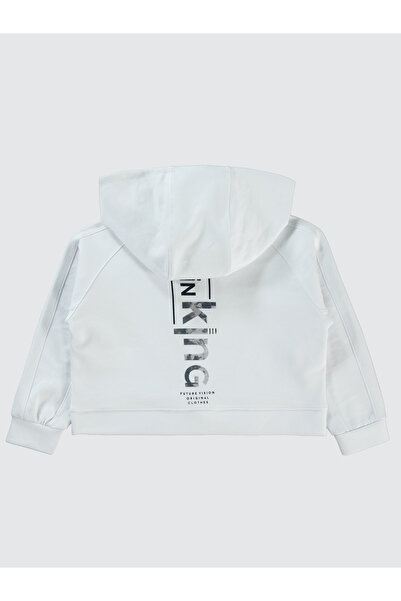 Civil Girls 6-9 Years White Hooded Girl's Cardigan