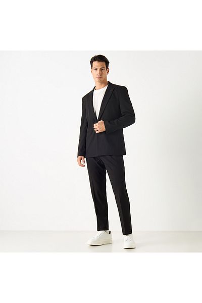 Iconic Solid Peak Lapel Blazer With Pocket