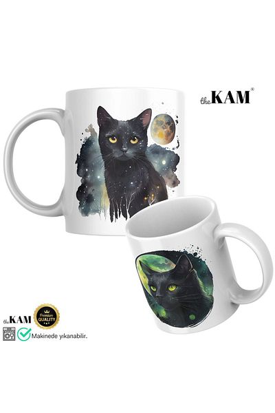 thekam Black Cat Moon Mug Cup a Quality (Cat Printed Cup Cup) Cat Mug Cup