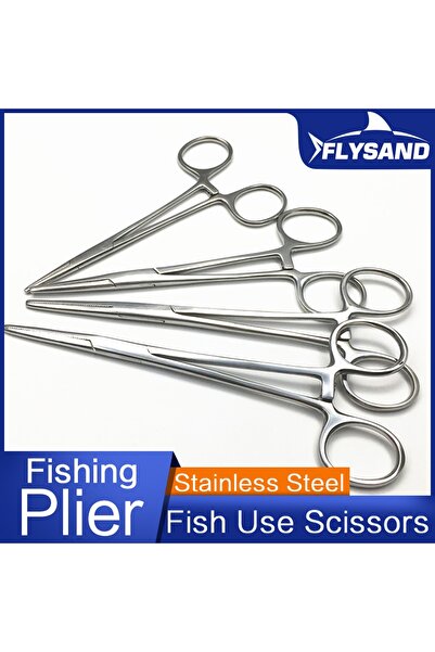 Choice كماشة صيد من الفولاذ المقاوم للصدأ من FLYSAND منحنية مقاس 18 سم، مقص، ...