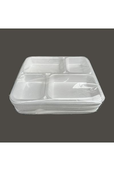 DAĞYÜCE Dağyüce Disposable Foam 4 Compartment Table D'hôte Foam Plate - 26.5x30 Cm- 1 Pack of 10 Pieces