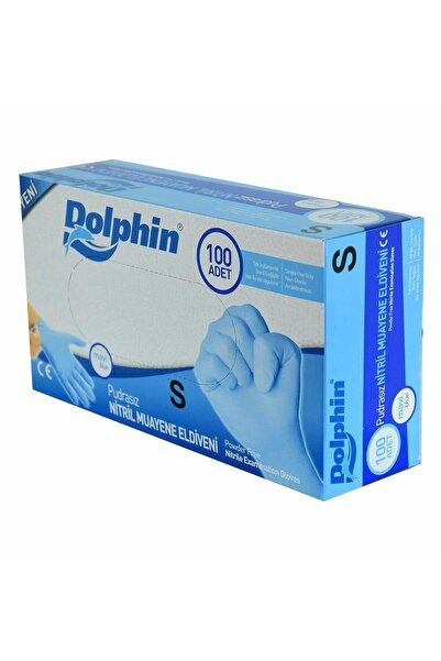 Dolphin Tek Kullanımlık Lateks Mavi Pudrasız Nitril Muayne Eldiveni Small Küç...