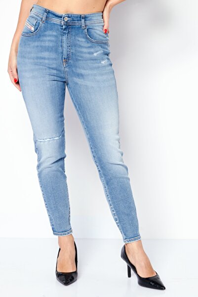 Diesel Kadın Süper Skinny Fit Yıkanmış Esnek Kot Pantolon, Mavi