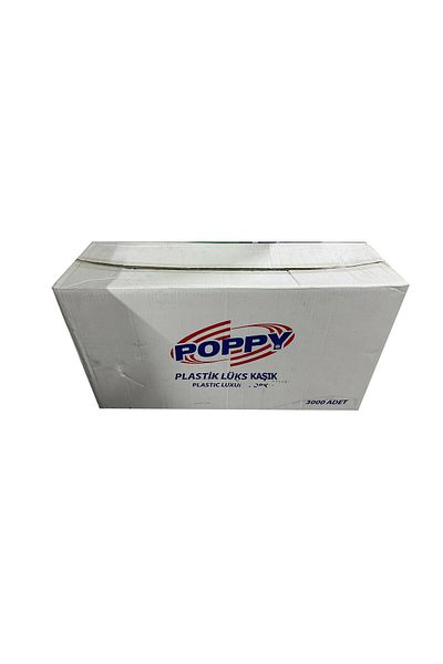 Point Poppy Plastic Luxury Transparent Spoon - 18 cm- 3.2 Gr- 3000 Pieces - Box