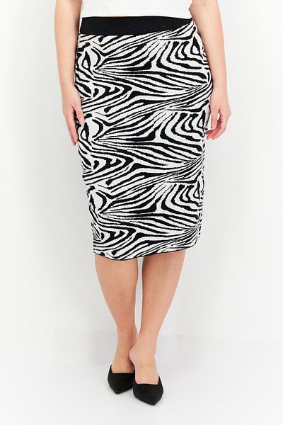 Carmen Marc Valvo Women Animal Print Midi Skirt, Black