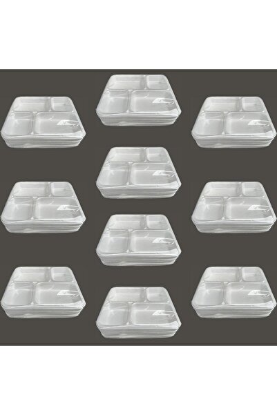 DAĞYÜCE Dağyüce Tek Kullanımlık Köpük 4 Bölmeli Tabldot Köpük Tabak - 26.5x30...