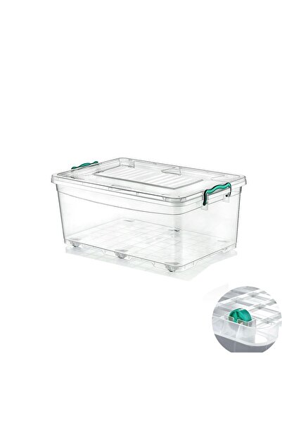 Polytime Tekerlekli Multibox Şeffaf Kilitli Saklama Düzenleme Kabı Kutusu - D...