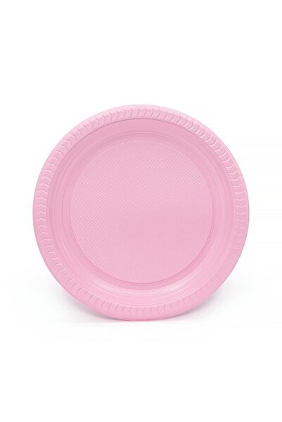 Roll-Up Kullan At Renkli Pembe Parti Davet Plastik Tabak - 22 Cm. - 25 Adetlik Paket