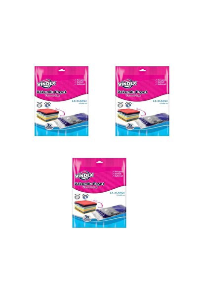 Vindex Vakumlu Giyisi Yastık Yorgan Saklama Torbası Poşeti Hurç -Large -55x90...